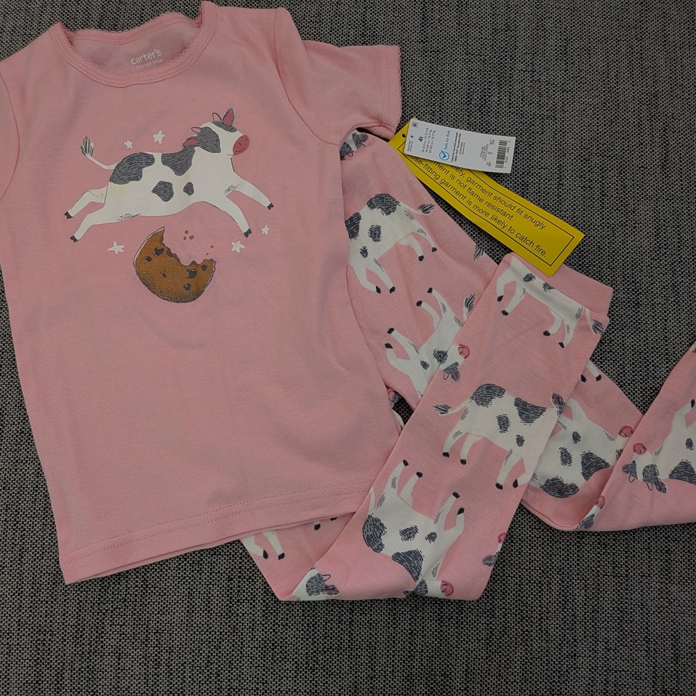 Carter's Pink Cow & Cookie Two-Piece Pajama Set